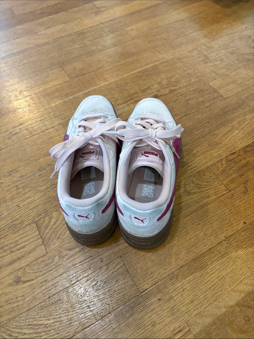 Puma Pink, White & Brown Low-Top Sneakers